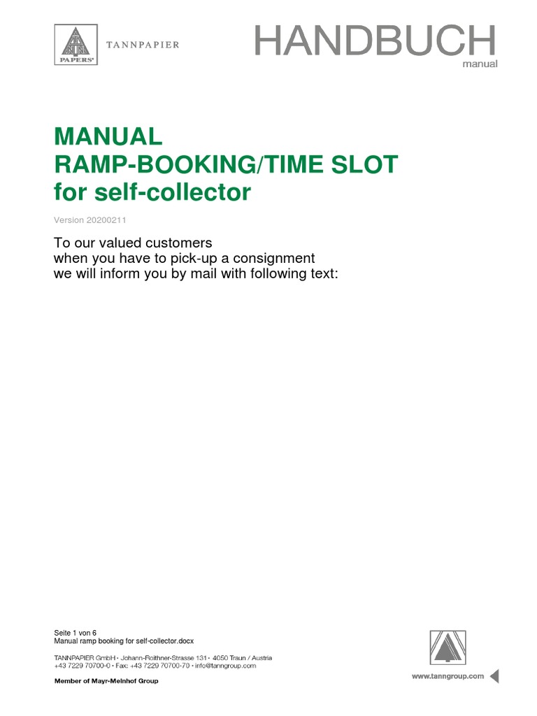 Manual Ramp Booking For SelfCollector V20200211 PDF Computing
