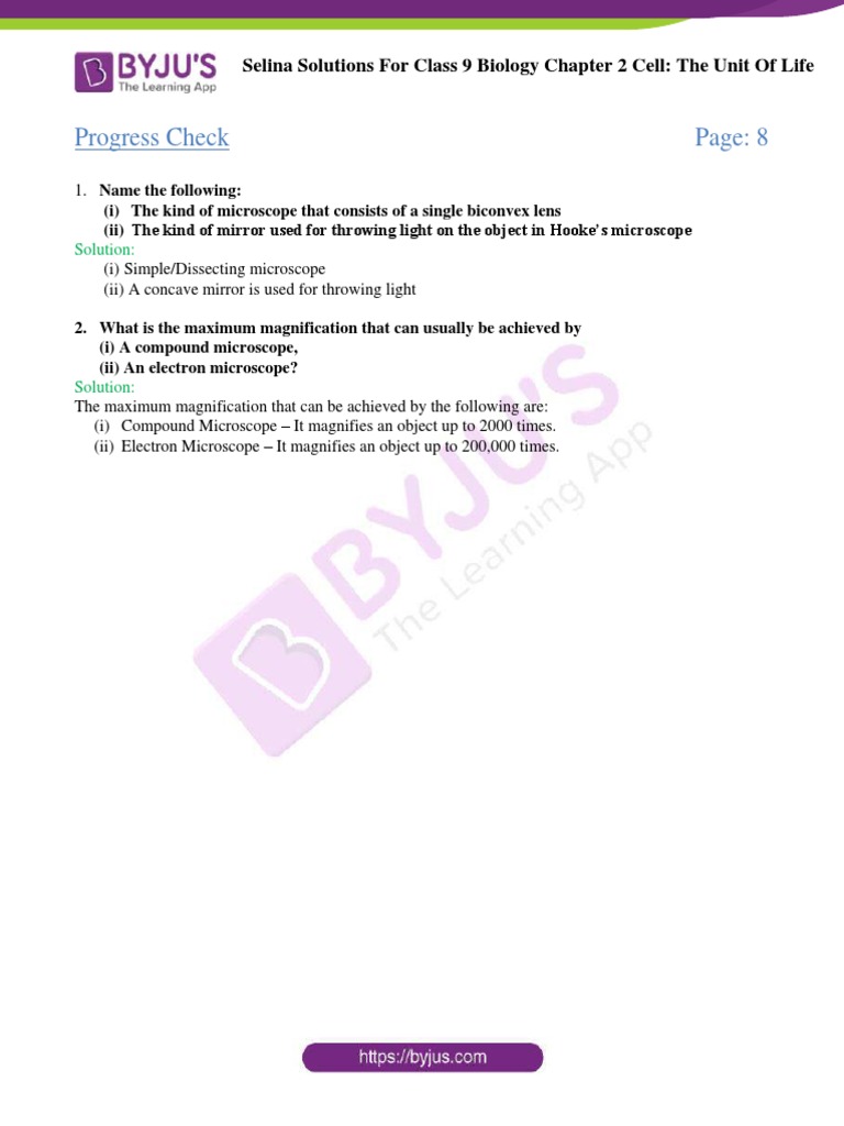 Class 9 Biology: Cell Unit Solutions | PDF | Cell (Biology) | Cytoplasm