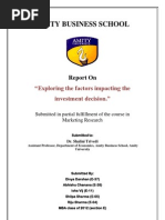 Download Marketing Research- Exploring Factors Influencing Investment Decision by sudhanshu28041989 SN55880561 doc pdf