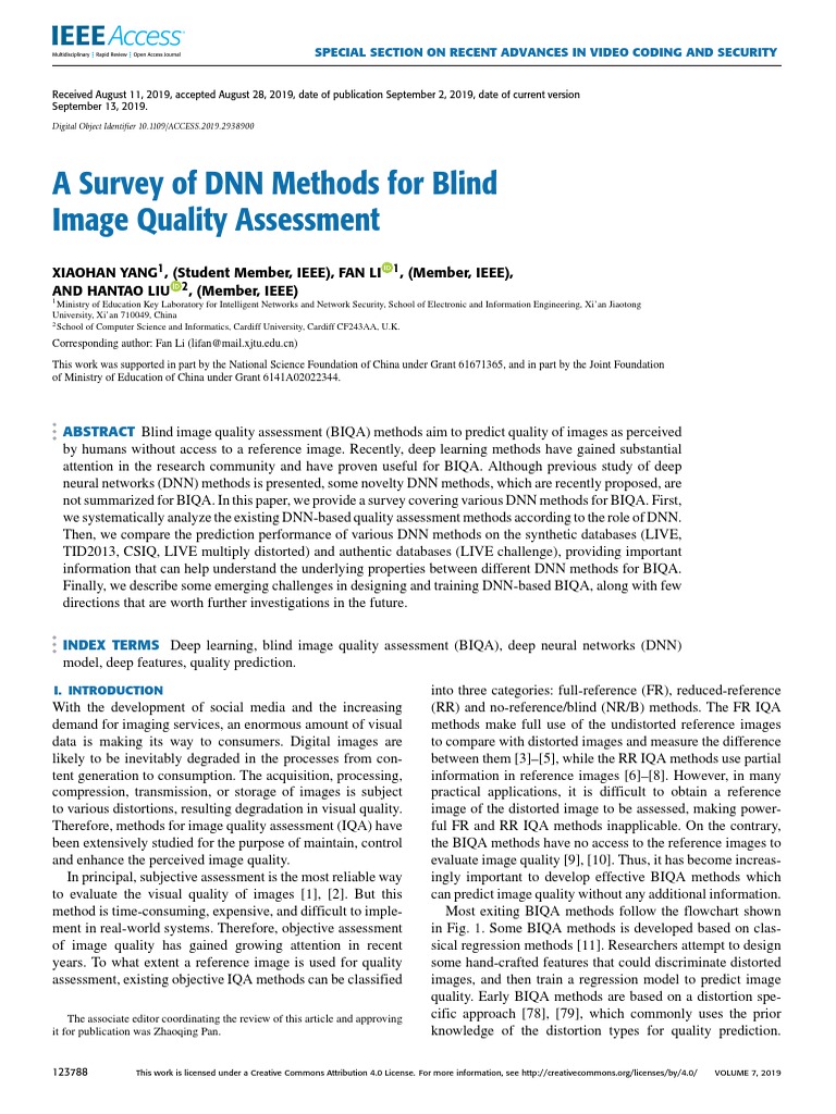 A Survey of DNN Methods For Blind Image Quality Assessment | PDF | Deep ...