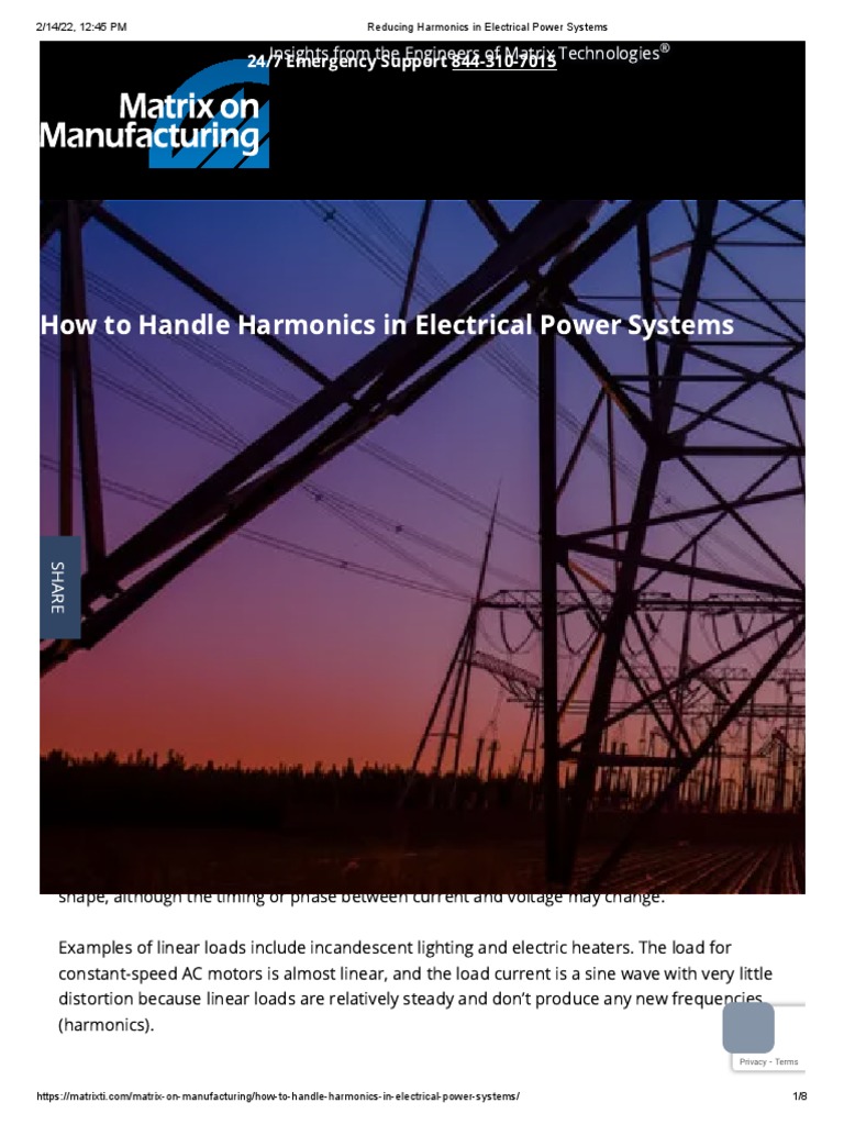 Reducing Harmonics in Electrical Power Systems | PDF | Alternating ...