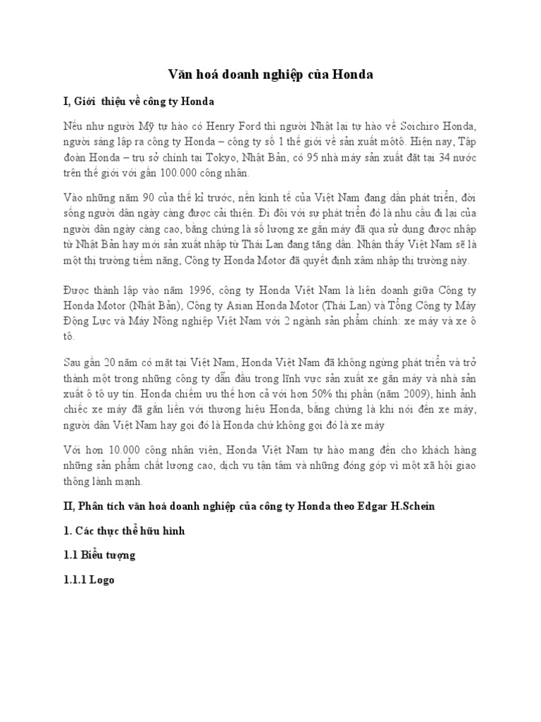 (123doc) Van Hoa Doanh Nghiep Cua Honda | PDF