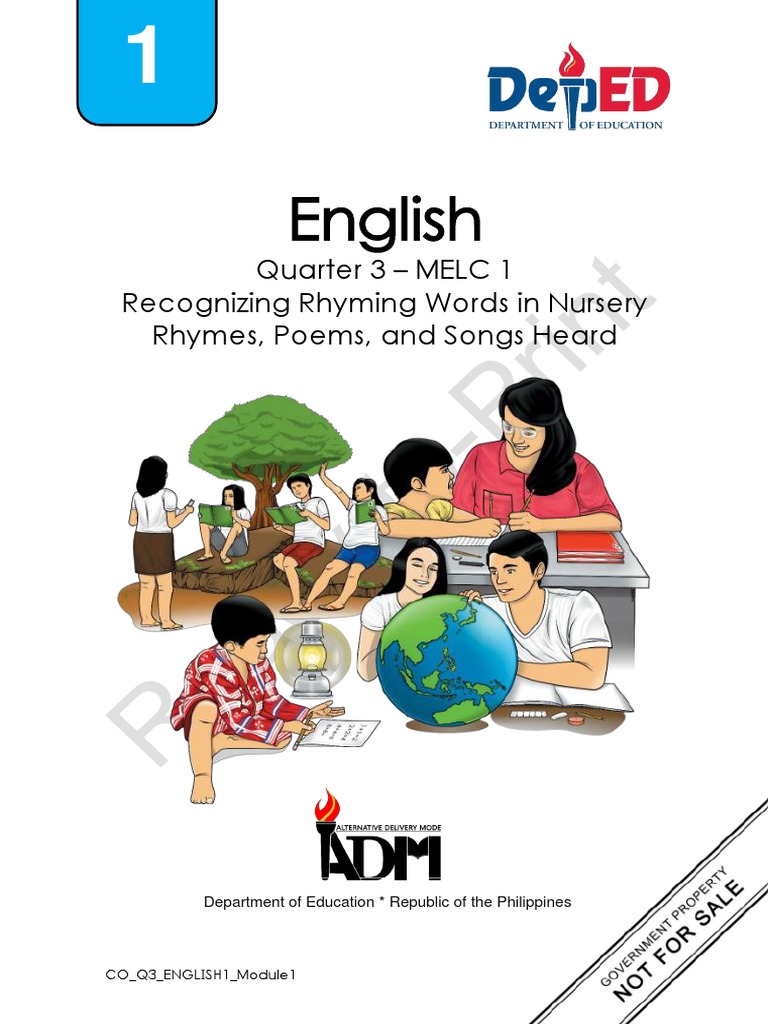 EngLISH 1 - Q3 - Mod1 Recognize Rhyming Words in Nursery Rhymes, Poems ...