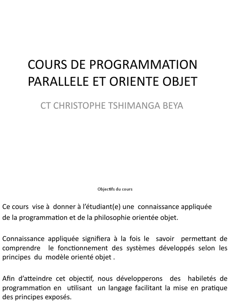 Cours de Programmation Orientée Objet | PDF | Classe (informatique ...