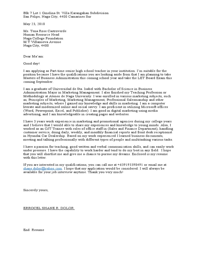 SAMPLE APPLICATION LETTER FOR SENIOR PREFECT visual data 5