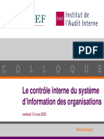 Présentation - Colloque IFACI - CIGREF Le Contrôle Interne Du Système D'information Des Organisations (13 Mars 2009)