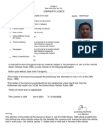 Learner's Licence Form