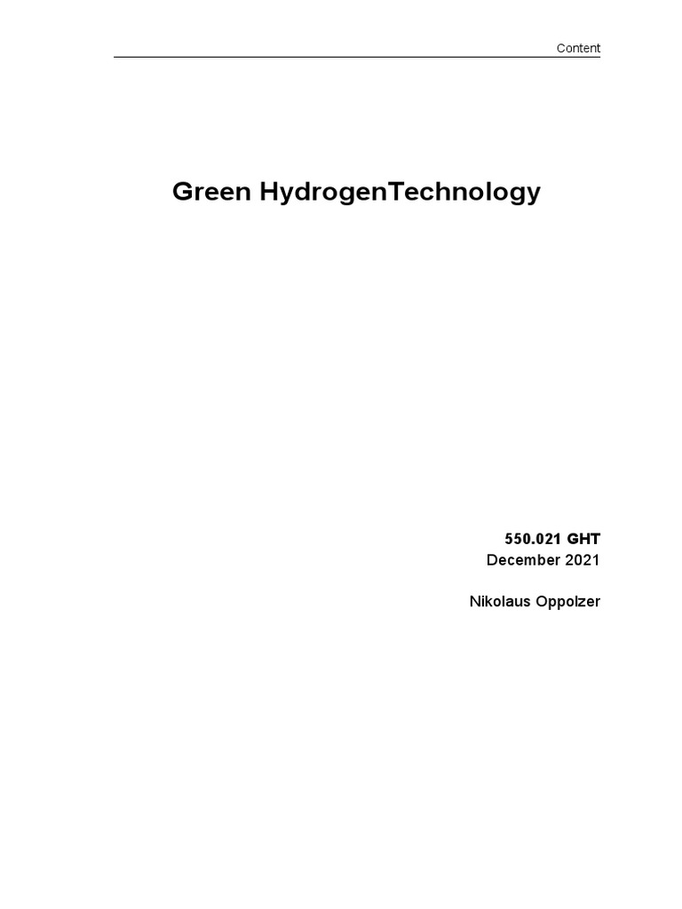 Green Hydrogen Production Technologies | PDF | Hydrogen | Energy ...