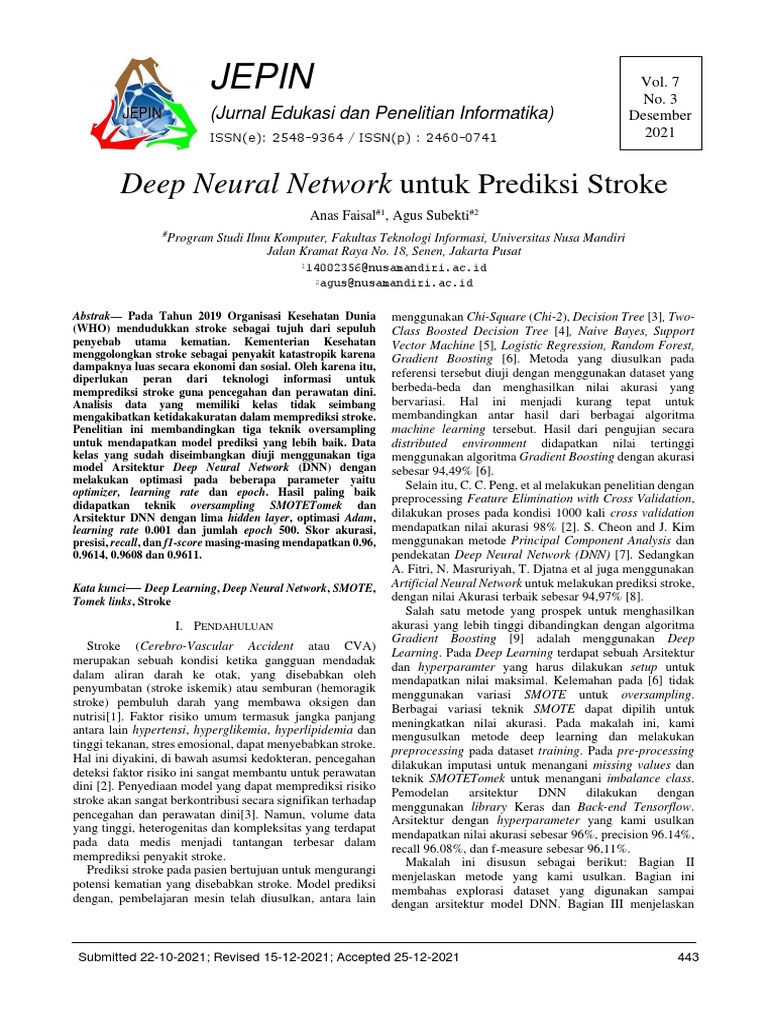 Deep Learning untuk Prediksi Stroke | PDF
