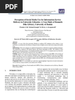 Perception of Social Media Use For Information Service Delivery in University Libraries: A Case Study of Kenneth Dike Library, University of Ibadan