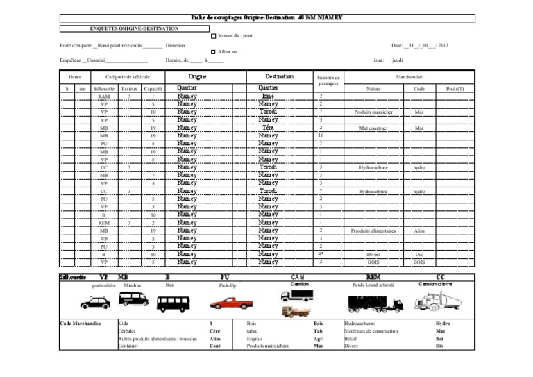 Fiche Comptage Vehicule | PDF | Transport routier | Véhicules