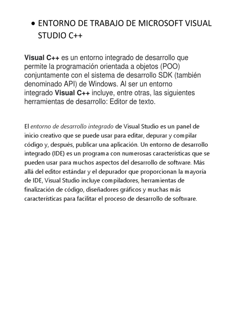 ENTORNO DE TRABAJO DE MICROSOFT VISUAL STUDIO C++ Tarea 3 | PDF ...
