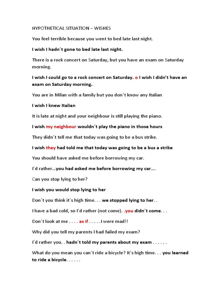 Hypothetical Situation Pdf