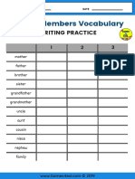 Family Worksheet Writing Practice