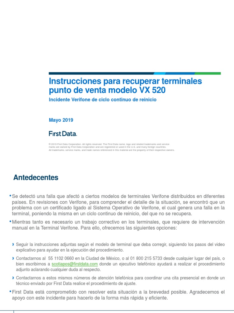 Instructivo para Recuperar Terminales Verifone Modelo VX520 | PDF ...