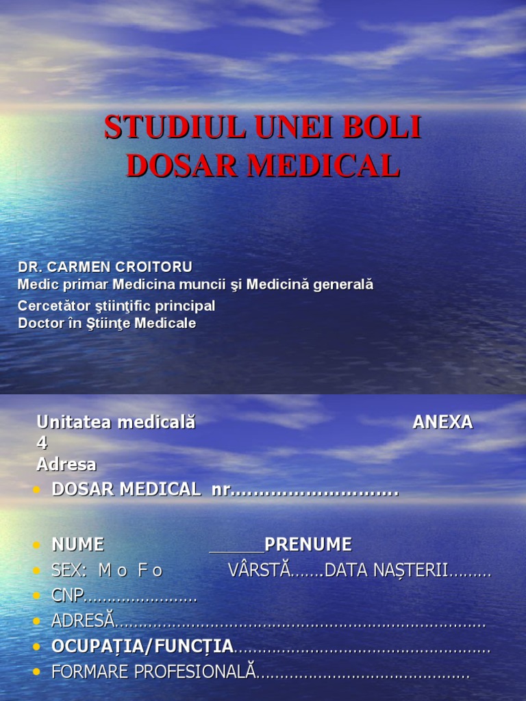 DOSAR MEDICAL Studiul Unei Boli | PDF