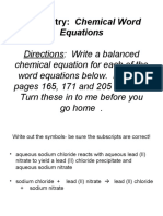 Chemistry: Chemical Word: Equations