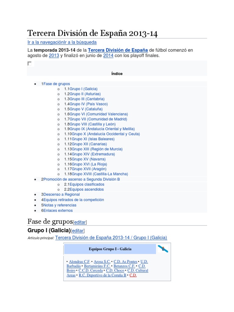 Tercera División de España 2013 PDF Asociación de Futbol