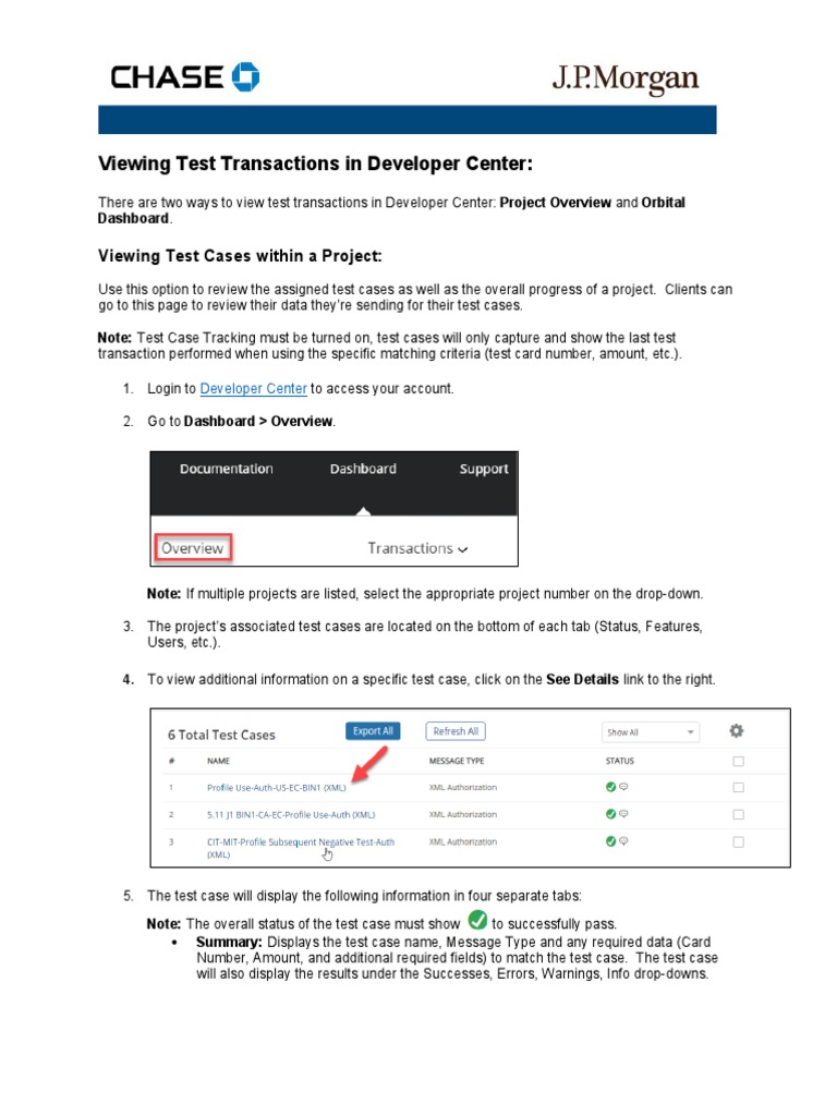 Viewing Test Transactions in Developer Center - Client | PDF ...