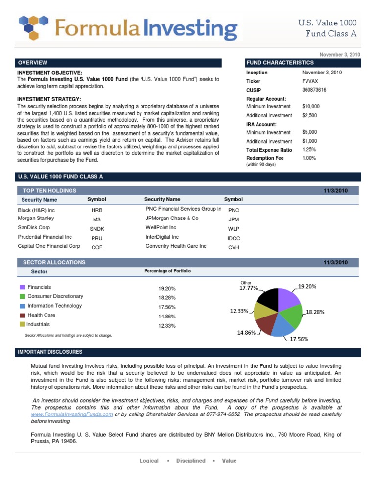 U.S. Value 1000 Fund Overview & Strategy | PDF | Value Investing ...