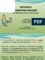 Research Sampling Designs: (PA 298 Research For Social Science)