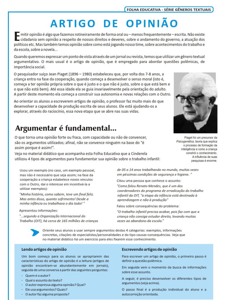 Folha Educativa Artigo de Opiniao | PDF | Autor | Aprendizado