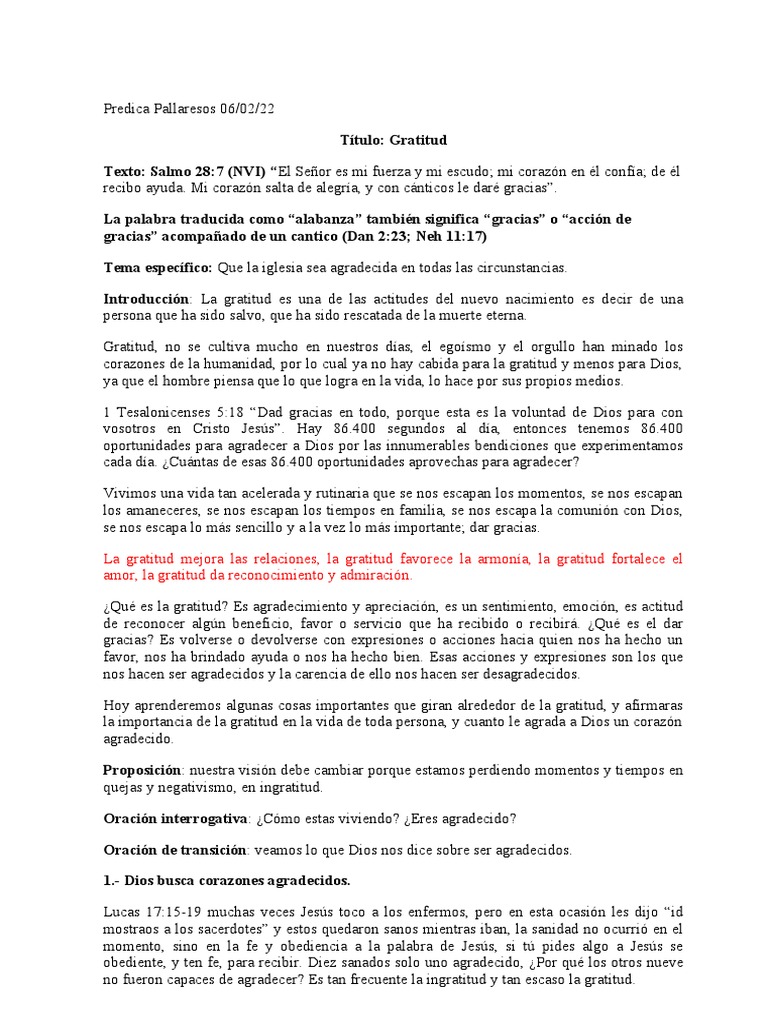 La Importancia de la Gratitud a Dios | PDF | Gratitud | Salvación