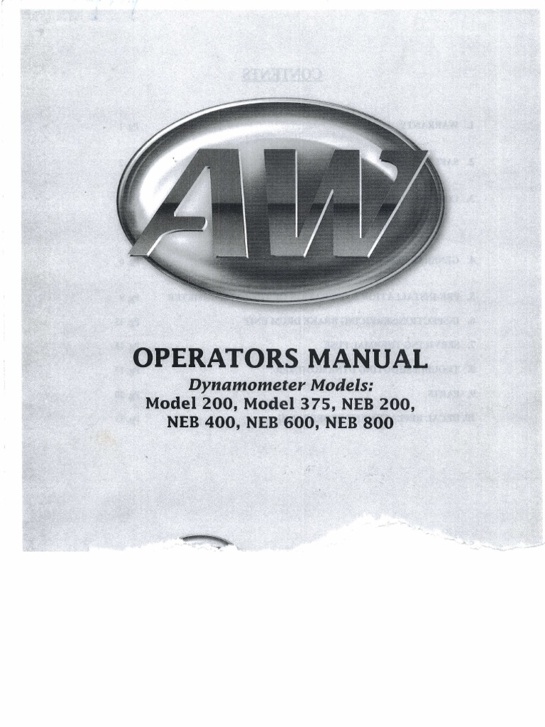 Dynamometer Operator's Manual Guide | PDF | Horsepower | Valve