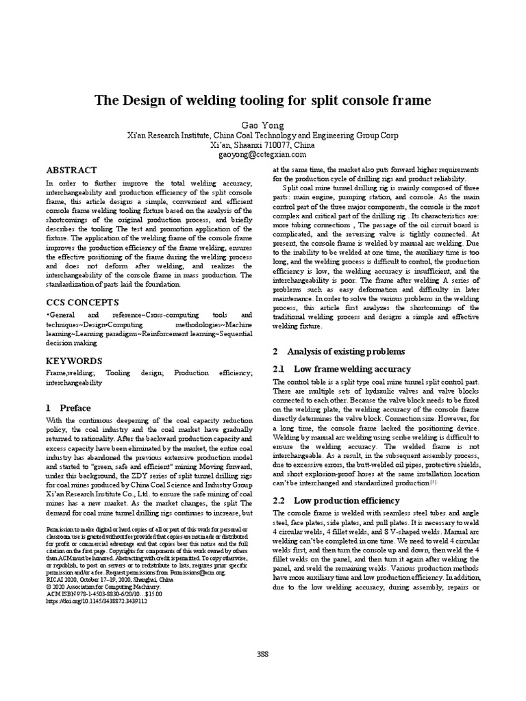 The Design of Welding Tooling For Split Console Frame | PDF | Welding ...