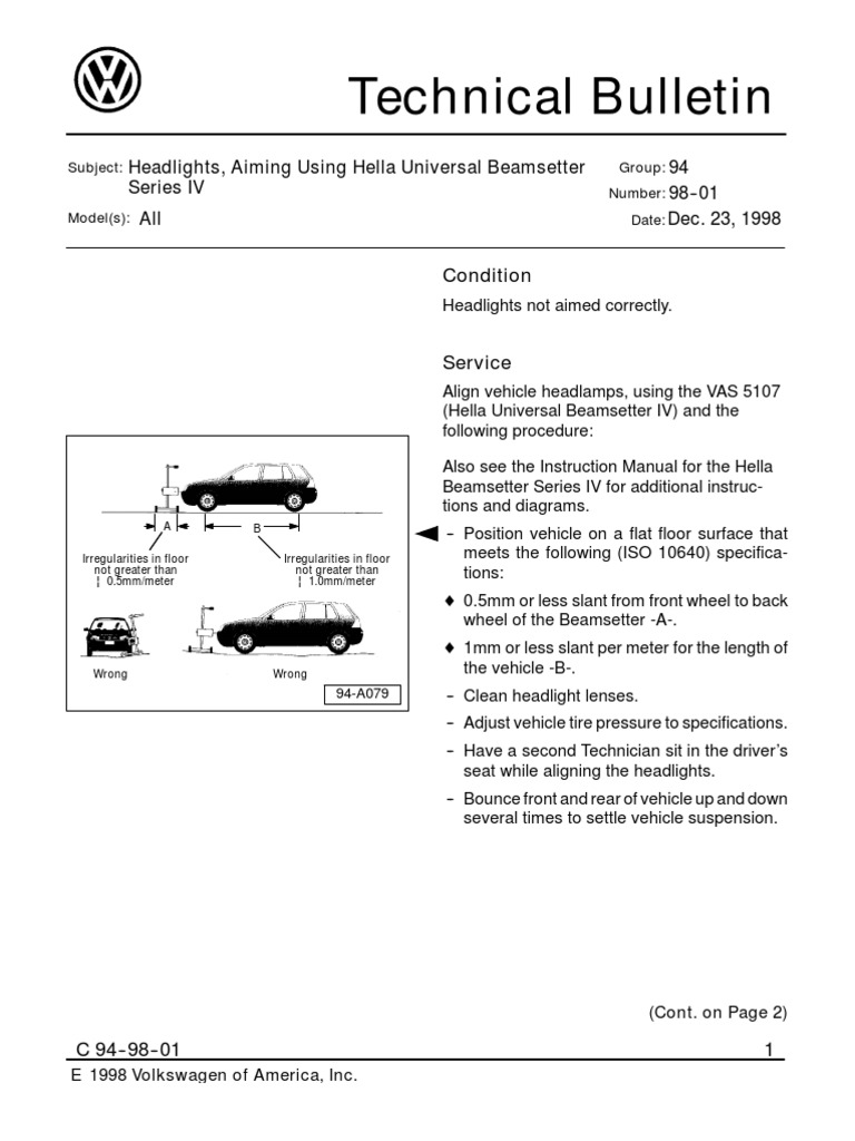 Proper Alignment of Vehicle Headlights Using the Hella Universal ...