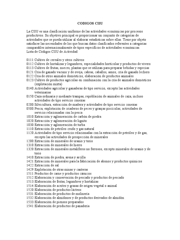 Codigos Ciiu | PDF