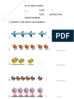 Embassay of India School Name: - Class: Date: Topic: Subtraction Forming Numbers I) Subtract and Write The Numbers