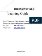 Learning Guide: Accounts and Budget Support