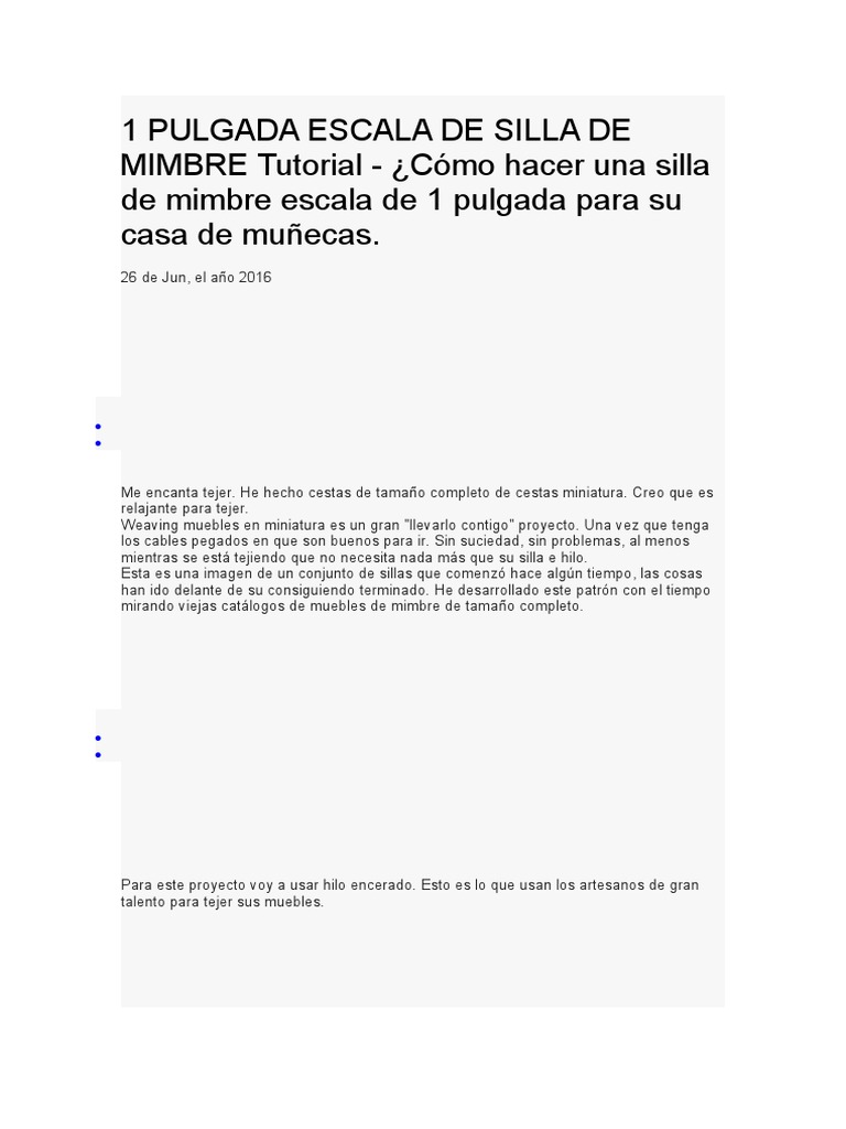 1 PULGADA ESCALA DE SILLA DE MIMBRE Tutorial | PDF | Tejer | Costura