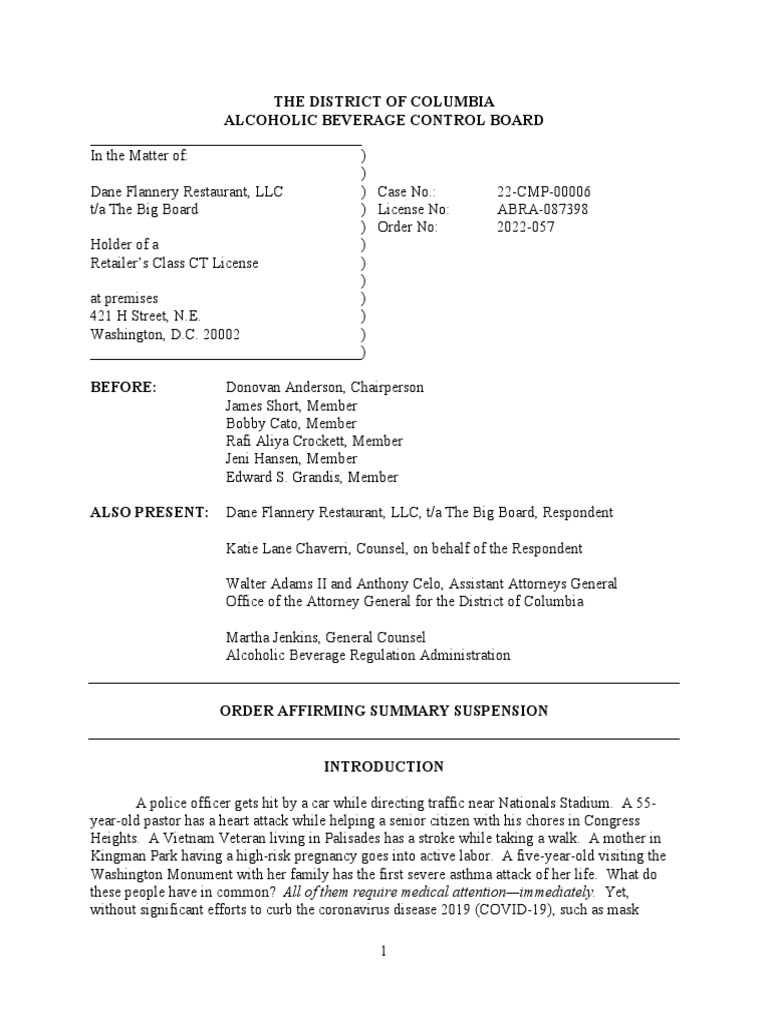 The Big Board Order Affirming Summary Suspension 2 14 2022 PDF