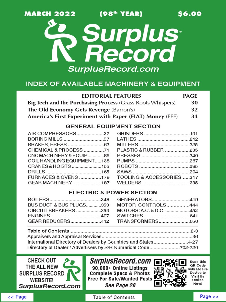 MARCH 2022 Surplus Record Machinery & Equipment Directory, PDF, Electric  Motor