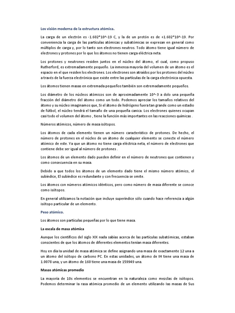 Vision - Moderna Del Atomo | PDF | Átomos | Núcleo atómico