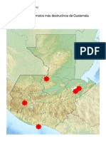 Mapa de los 5 terremotos más destructivos de Guatemala