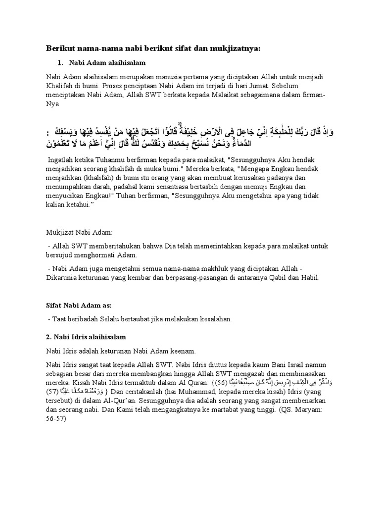25 Sifat Nabi Dan Rasul Pdf