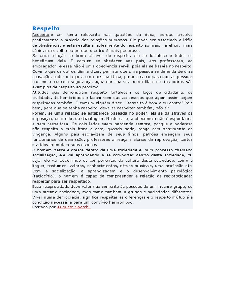 A Importância do Respeito nas Relações | PDF