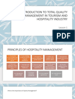 Lesson 1 INTRODUCTION TO TOTAL QUALITY MANAGEMENT IN TOURISM AND
