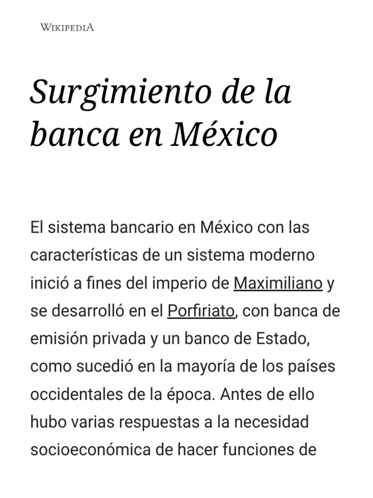 Surgimiento de la banca en México | PDF | Bancos | México