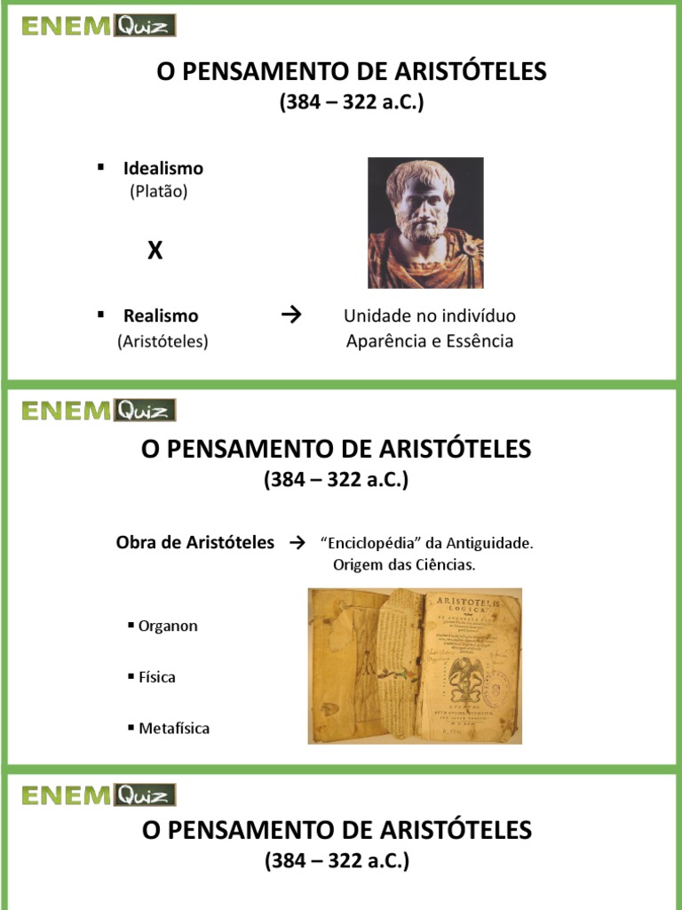 O Pensamento de Aristoteles - Slide | PDF