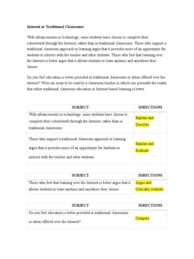 Internet or Traditional Classrooms | PDF | Educational Technology ...