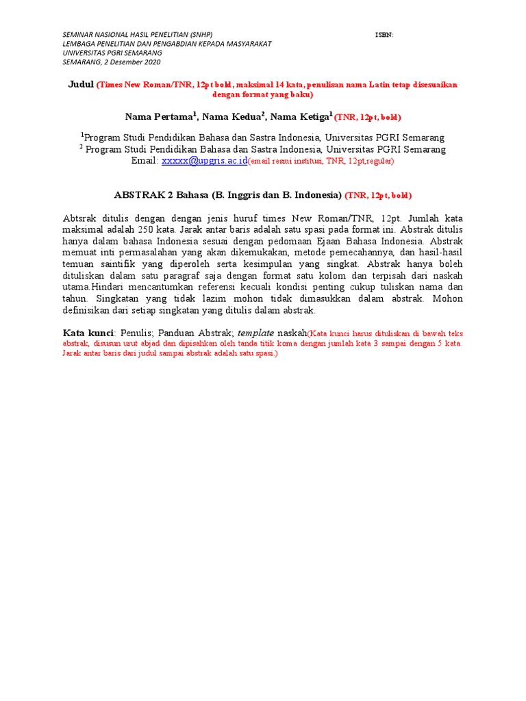 Panduan Penulisan SNHP Universitas PGRI | PDF