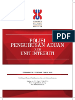 Polisi Pengurusan Aduan Oleh Unit Integriti - Pindaan Kali Pertama Tahun 2020