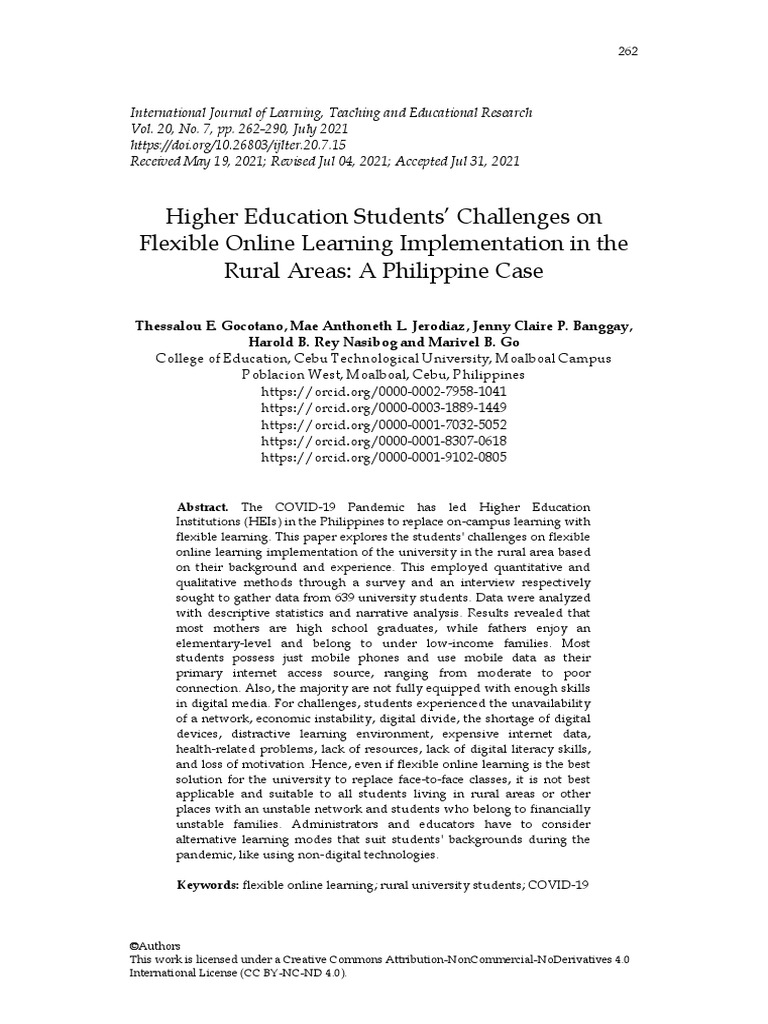 Higher Education Students Challenges On Flexible | PDF | Educational ...