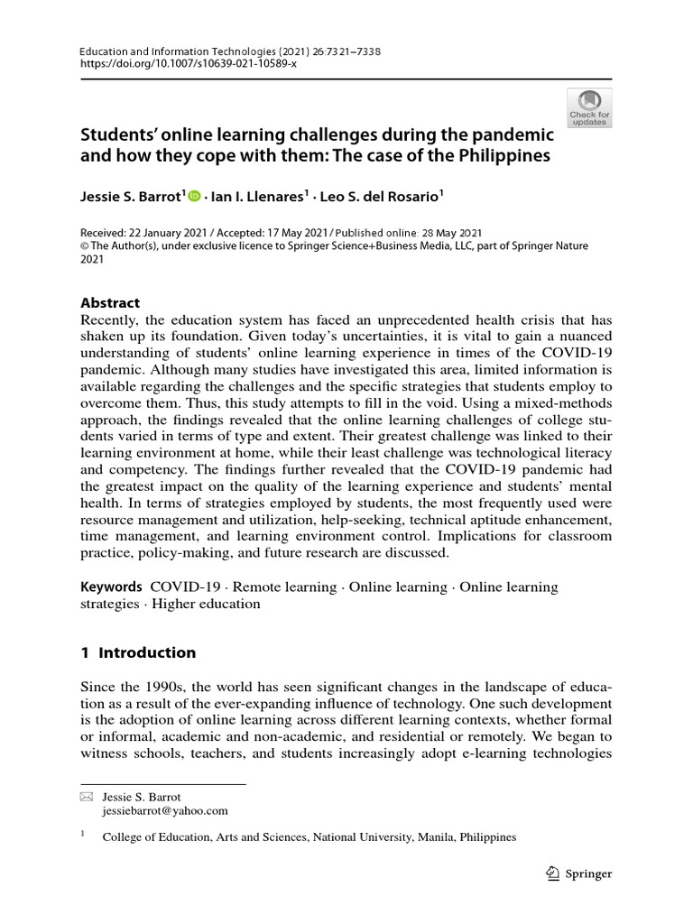 Students' Online Learning Challenges During The Pandemic and How They ...