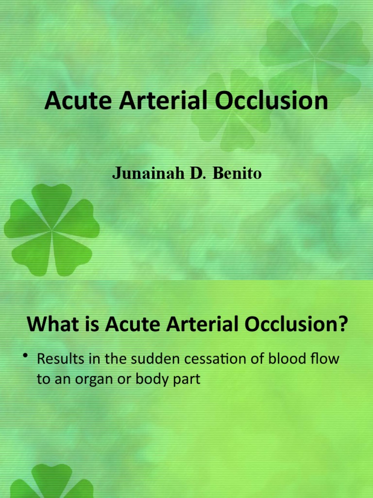 Acute Arterial Occlusion FINAL PDF Ischemia Thrombosis