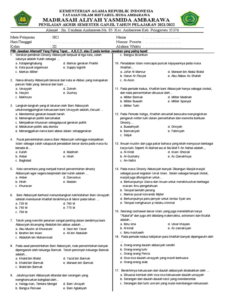 Soal Ski Kelas 11 Pdf